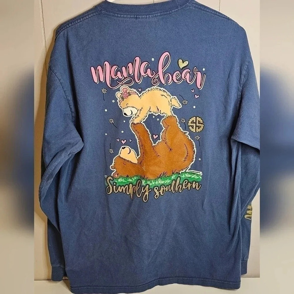Simply Southern Blue Mama Bear Longsleeve Tshirt Large - Picture 1 of 8